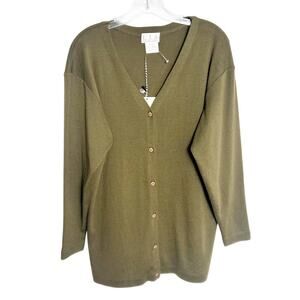 LIA L.A. EXCHANGE OLIVE GREEN CARDIGAN WOMEN SWEATER SIZE MEDIUM ACRYLIC WOOL